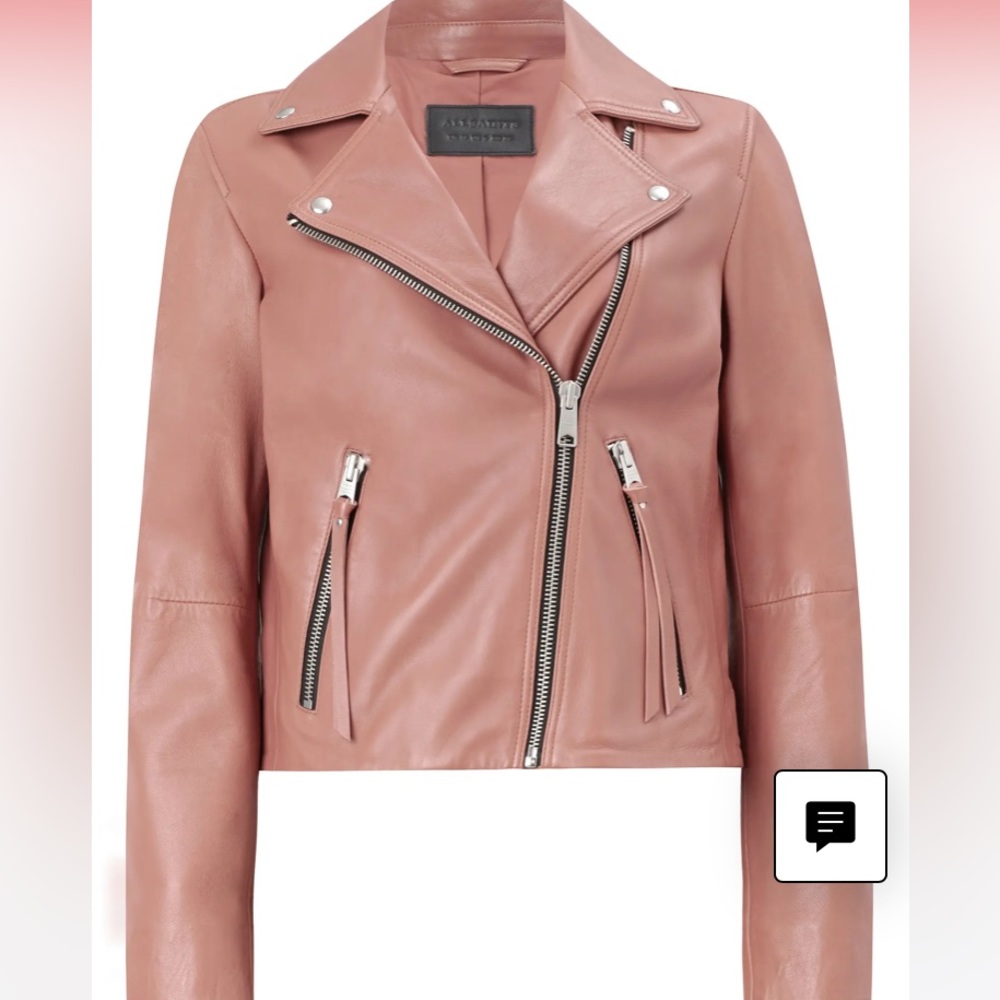 $-drop need to sale I’ve grown!! AllSaints leather Dalby jacket euc size 2 - Picture 7 of 7